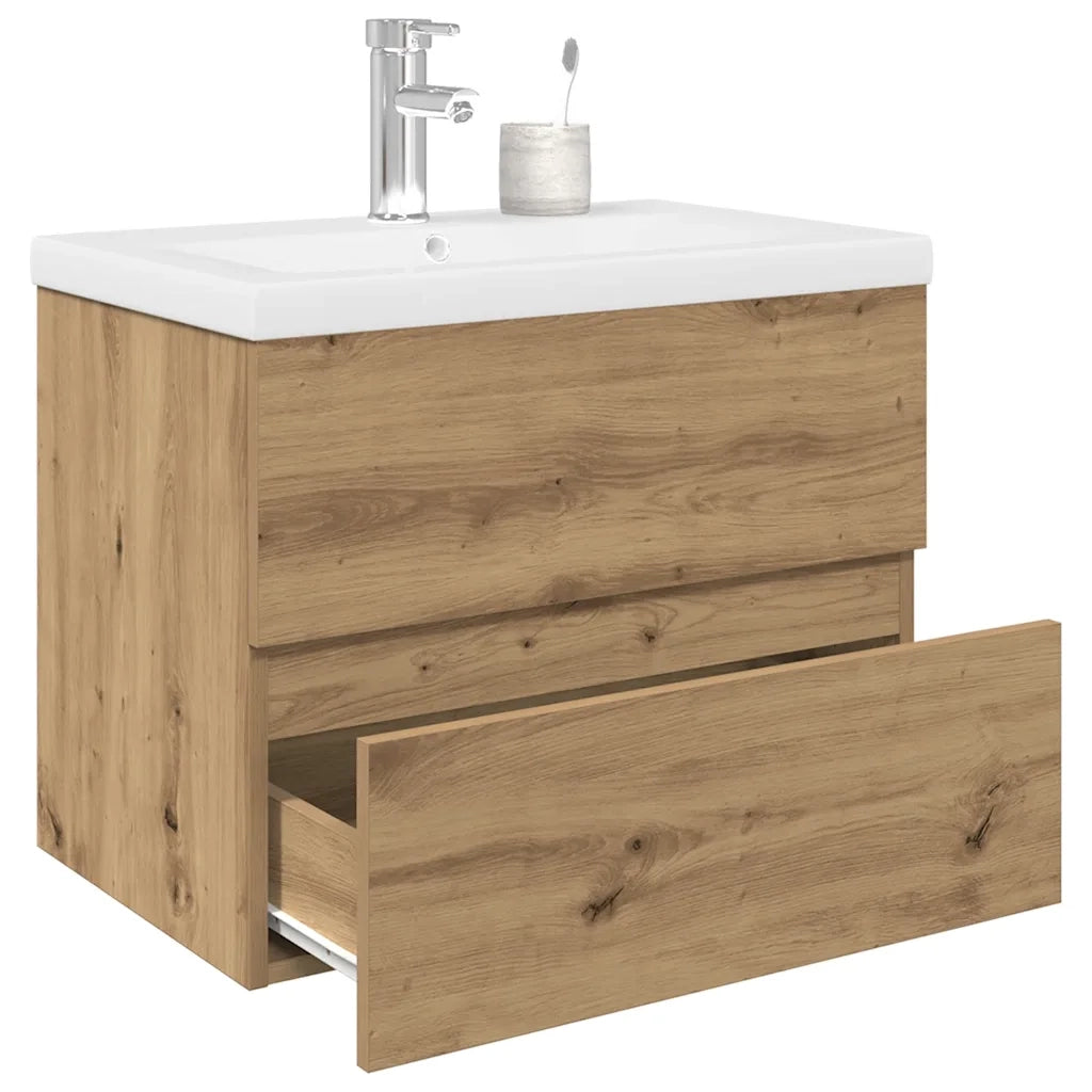 Mobile Bagno con Lavabo Integrato&Rubinetto-Lavandino-Lavabo Rovere Artigianale 841186
