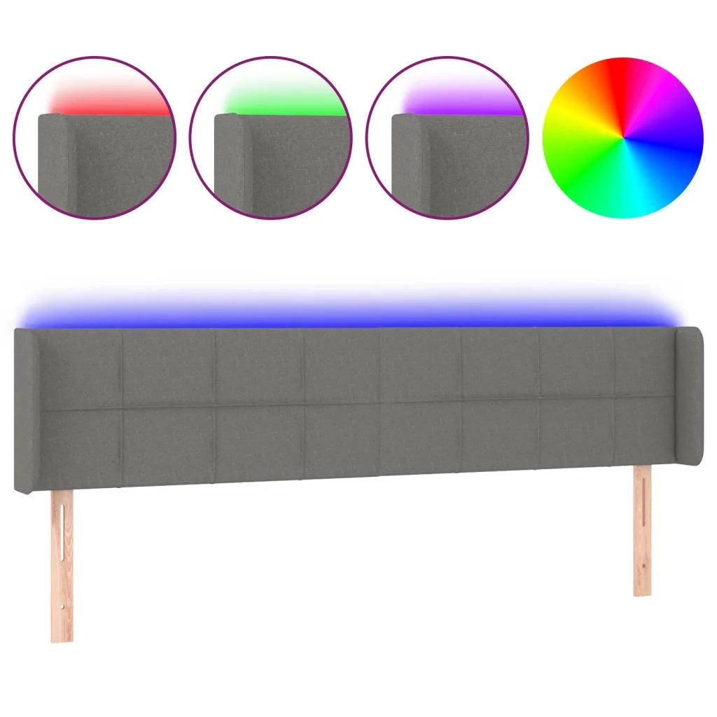 Testiera a LED Grigio Scuro 163x16x78/88 cm in Tessuto 3123243