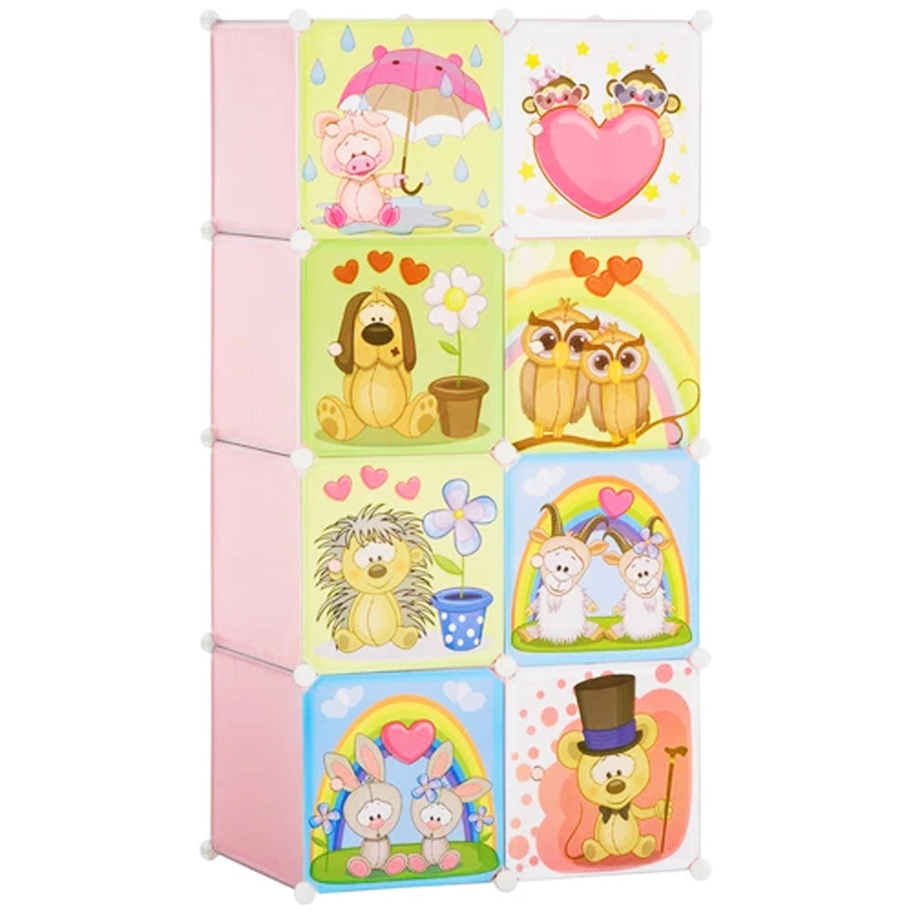 Mobile Scarpiera Modulabile Cameretta Bambini 8 Cubi Salvaspazio Rosa 35x45x35Cm