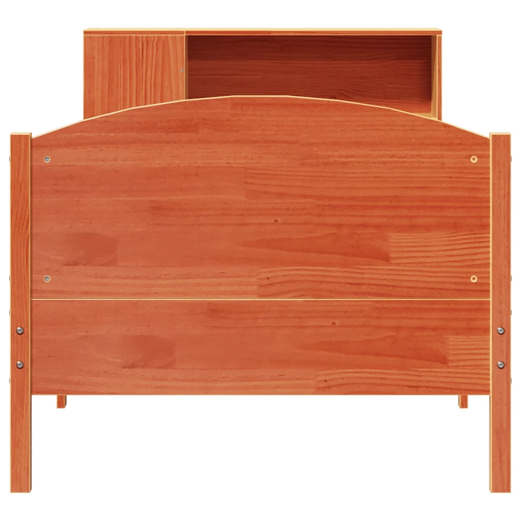 Letto Libreria senza Materasso Marrone Cera 100x200 cm in Pino 3323082