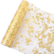 Decorazione di tavola in metallo glitter dorato con effetto tule per festa, Natale, matrimonio, comunioni