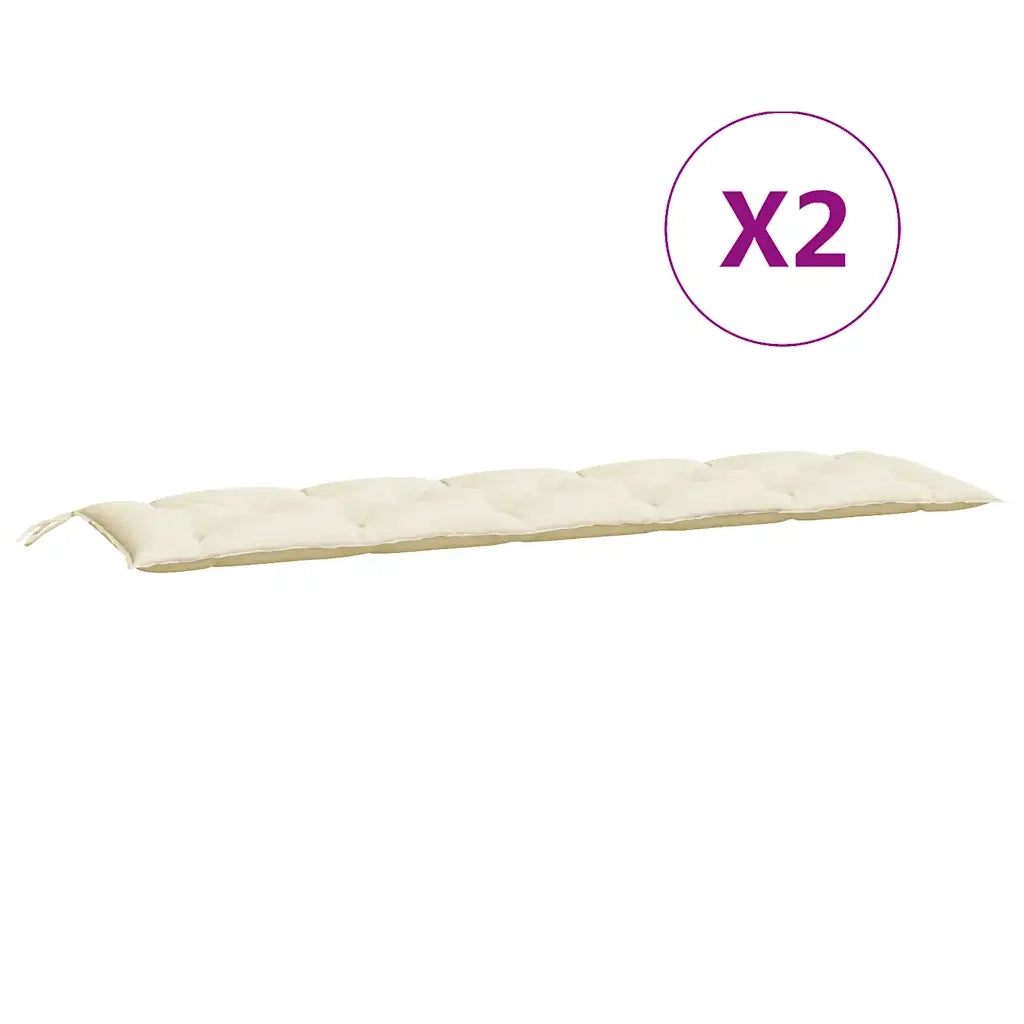 Cuscini Panca Giardino 2pz-Cuscini per panchina da esterno Bianco Crema 180x50x7 Tessuto Oxford