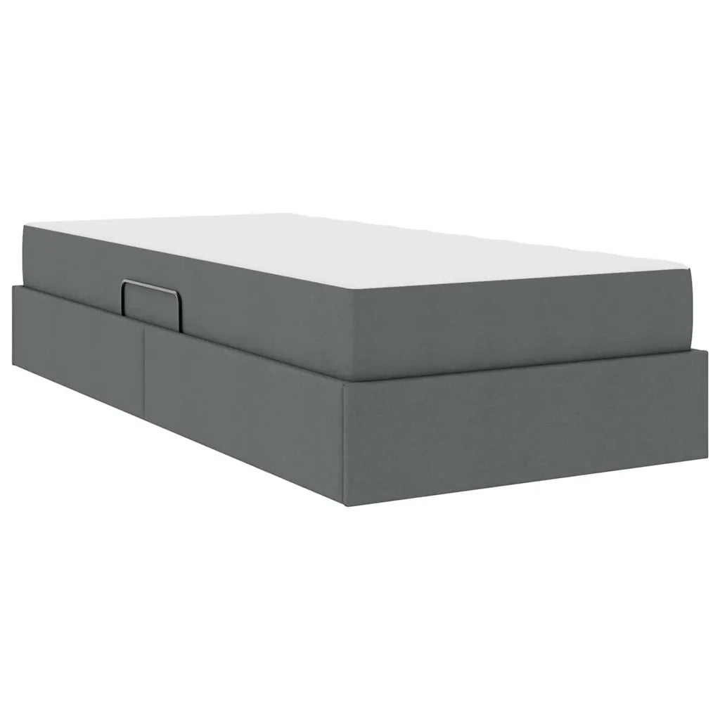Letto con contenitore e materasso Grigio scuro 90 x 200 cm