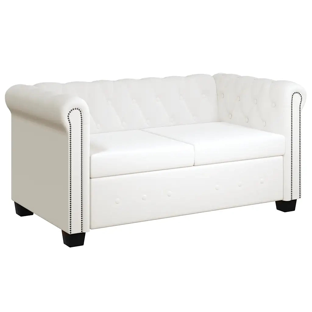 Divani Chesterfield a 2 Posti e a 3 Posti in Similpelle Bianco