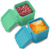 Due piccioni in silicone con coperchio, contenitore per salse, scatola per pranzo per ufficio, viaggio e picnic (verde, blu)