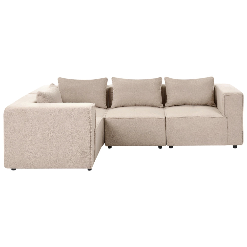 Divano a 4 posti in tessuto bouclè beige modulare lato destro stile minimale moderno
