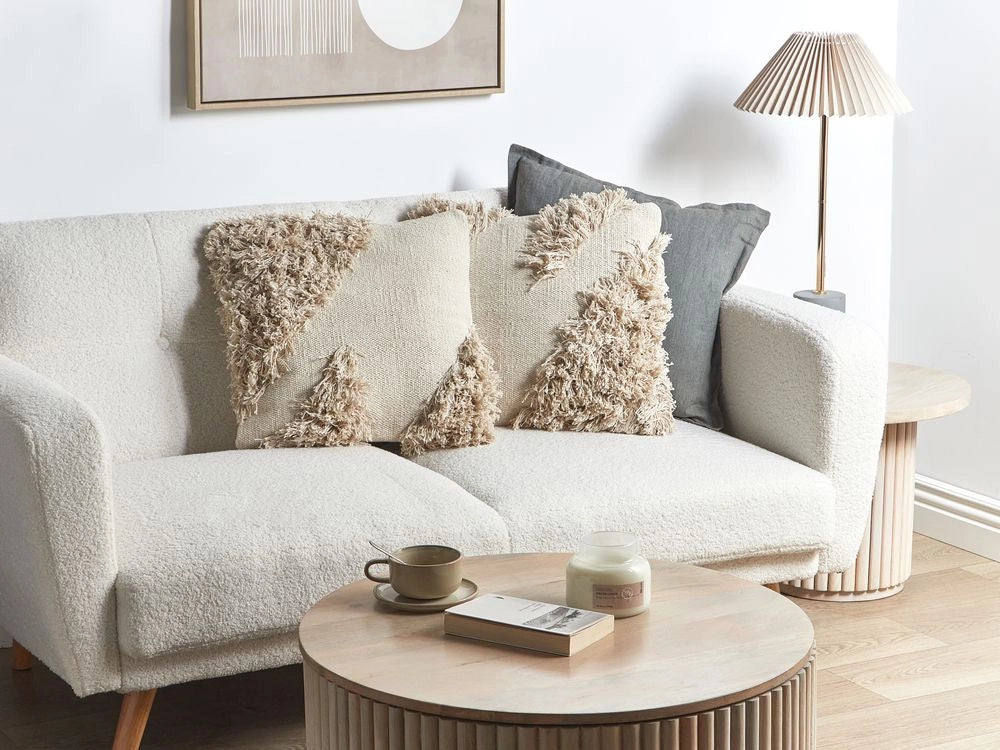 Set di 2 cuscini in cotone beige 45 x 45 cm Cuscini decorativi con imbottitura morbida Accessori Soggiorno Camera da letto