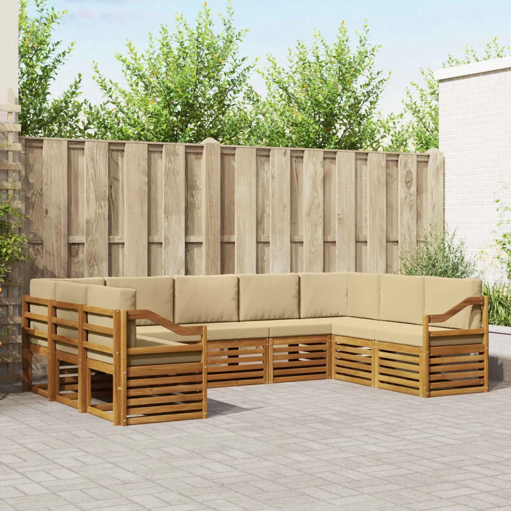 Set divano sezionale con cuscino 9 pcs Naturale e Beige 3375498