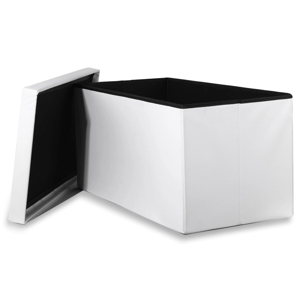 Pouf contenitore pieghevole Valora XXL in ecopelle bianca