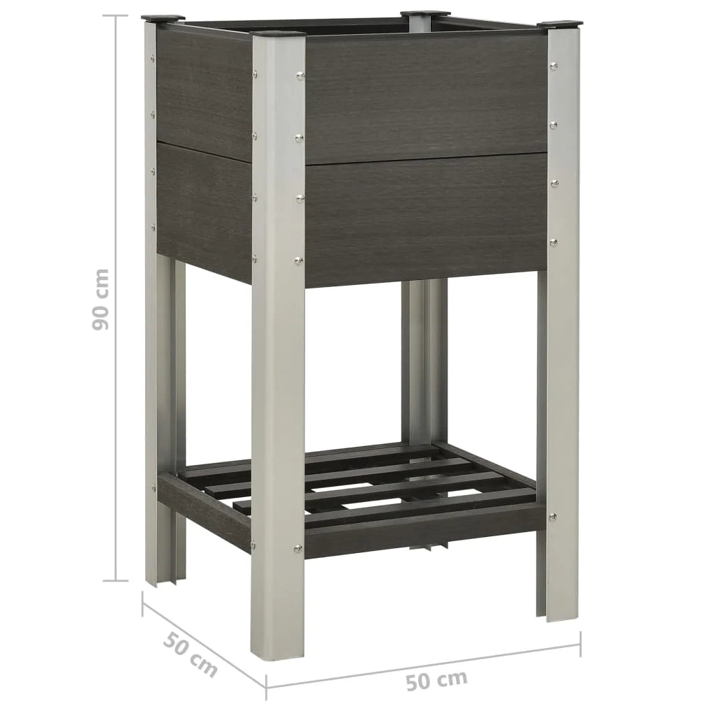 Aiuola rialzata fioriera con ripiano 50 x 50 x 90 cm WPC grigio 02_0001174