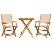 Set da Bistrot 3pz | Set Salotto da Giardino Beige in Tessuto e Legno Massello