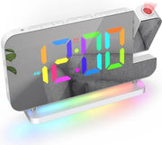 Orologio da Parete con Superficie Specchio e Funzione di Regolazione dell'Illuminazione - Orologio LED con Porte di Ricarica USB