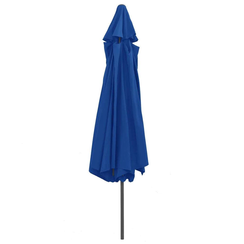 Ombrellone da Esterni con Palo in Metallo 390 cm Azzurro 47385