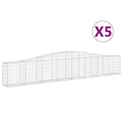 Cestini gabbioni recinzione a gabbia muro di contenimento ad arco 5 pezzi 400 x 30 x 60/80 cm ferro zincato argento 02_0040933