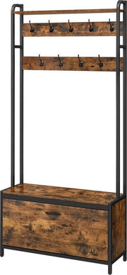 Scaffale con Cassetto per Scarpe - Design Industriale Vintage - Marrone