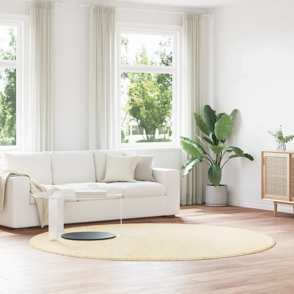 Tappeto Shaggy a Pelo Lungo NAVARRA Crema 240x240 cm poliestere 4102927