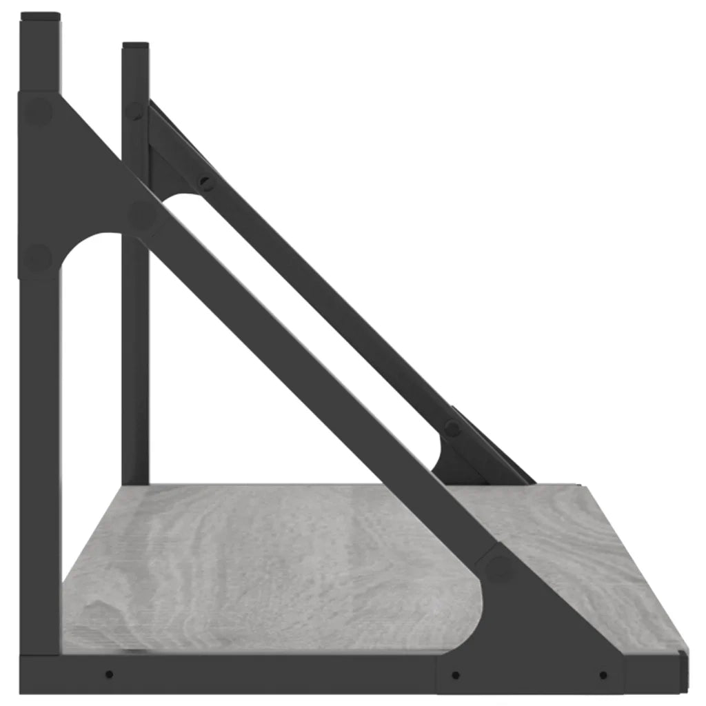 2 pz Mensole Parete | Mensola sospesa Grigio Sonoma 60x25x25,5cm Legno Multistrato