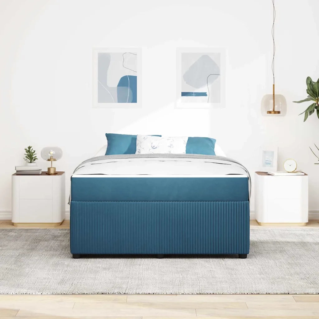 Struttura del letto con materasso Blu 160 x 200 cm Tessuto