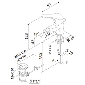 Rubinetto Miscelatore Monocomando Bidet in Ottone Mariani Epic Cromato