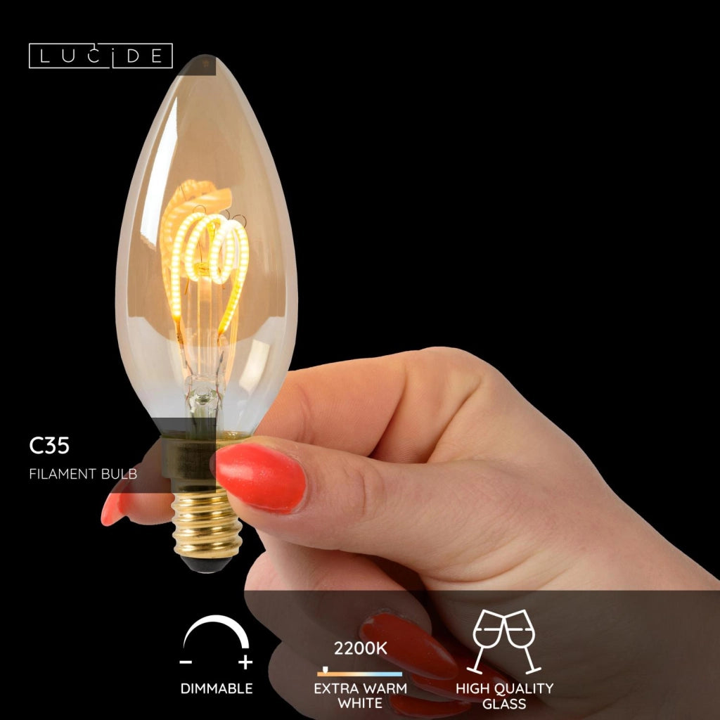Lampadina LED filamento candela E14 ambra Lucide