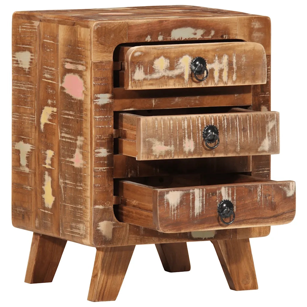 Comodino-Tavolino da notte 37x32x50 cm in Legno Massello di Recupero