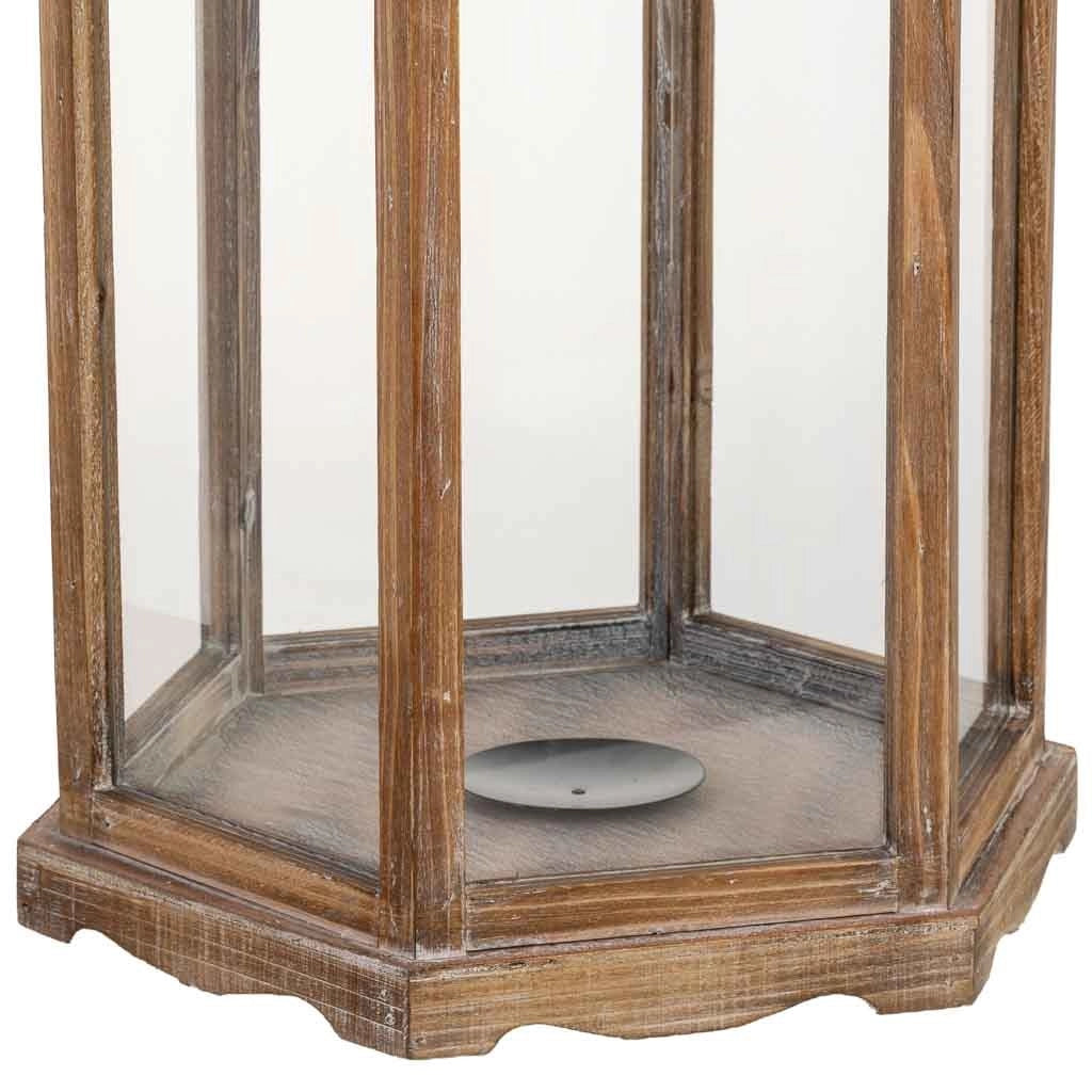 Lanterna in legno marrone 40,5x34,5x72,5h cm