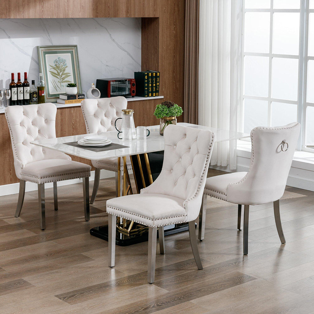 Set 2 sedie Nikki - Xylo - velluto beige gambe cromate