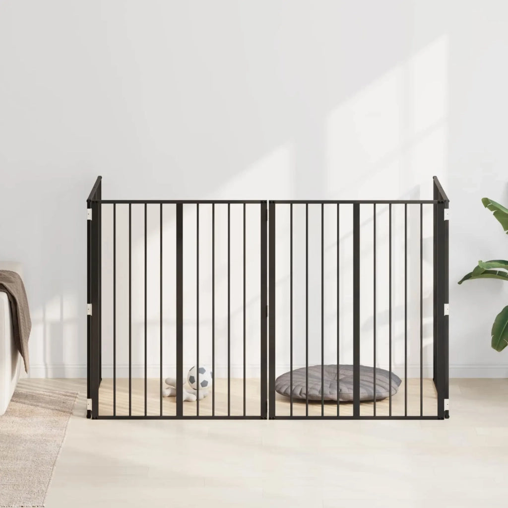 Cancello per cani 4 pcs Nero 80 x 100 cm Acciaio zincato 892002