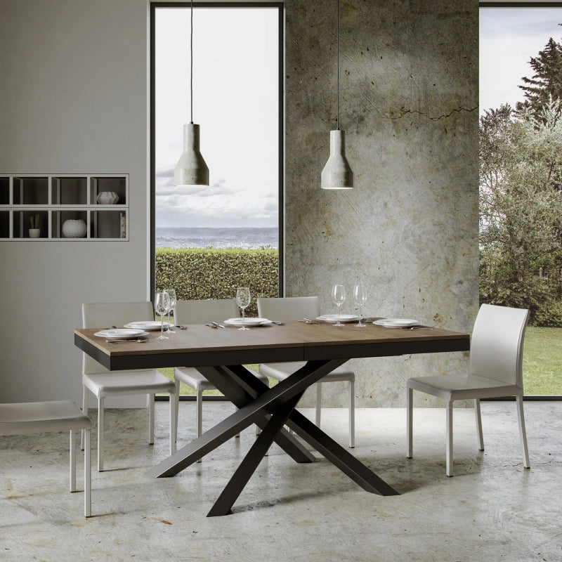Tavolo allungabile 90x160/264 cm Volantis Evolution telaio Antracite - Noce
