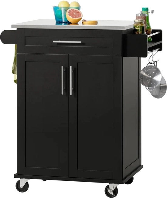 Mobile - Cucina - Comparto - Dresser - Organizzatore - Armadio - Banchetto in Legno - Lavello - Nero