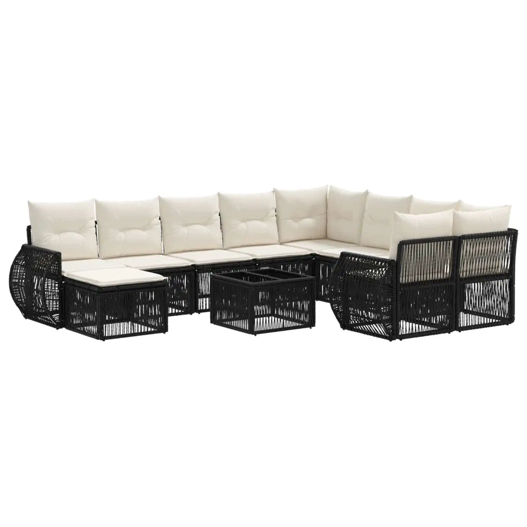 Set Divano da Giardino 11 pz Nero polyrattan 3435613