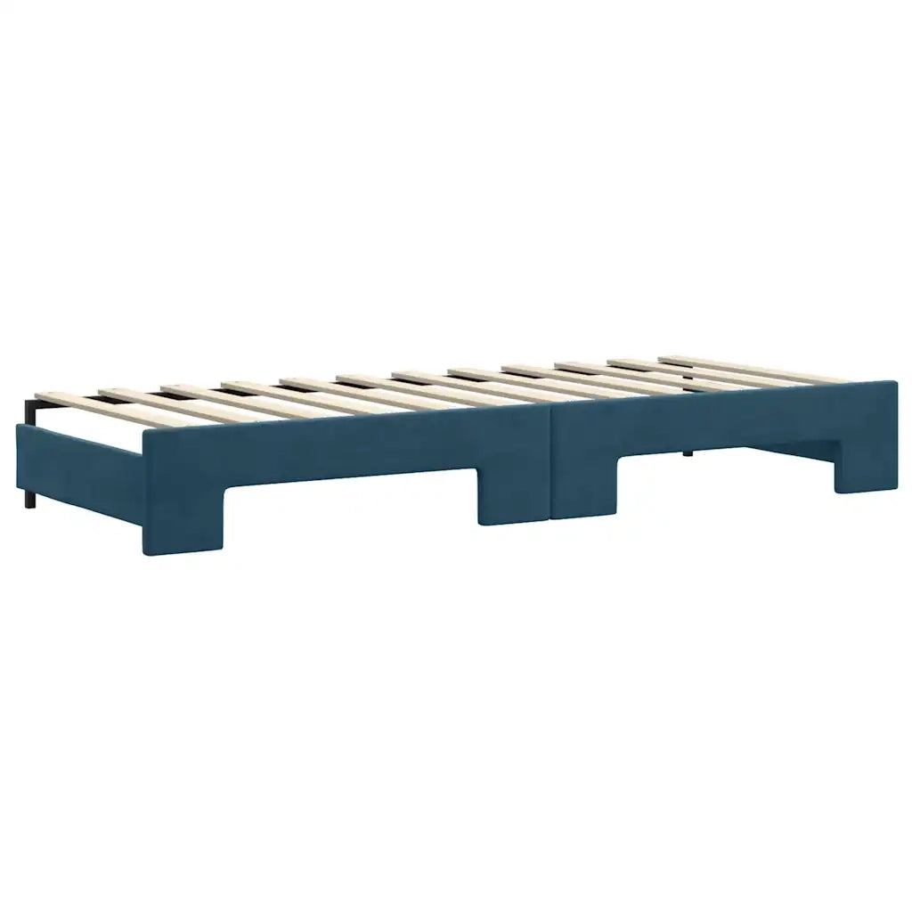 Divano Letto Estraibile con Cassetti Blu 80x200 cm in Velluto 3197835