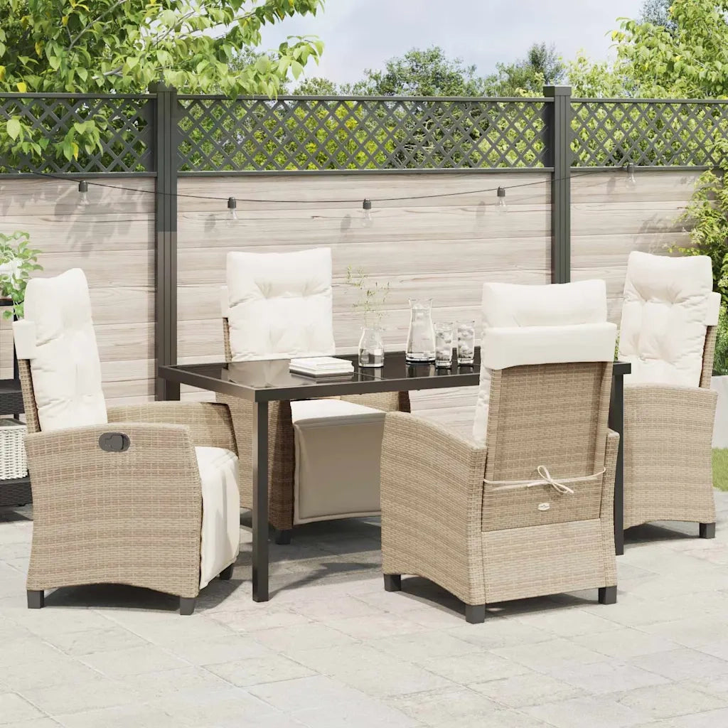 Set da Pranzo per Giardino con cuscino 5 pcs Beige polyrattan 3380445