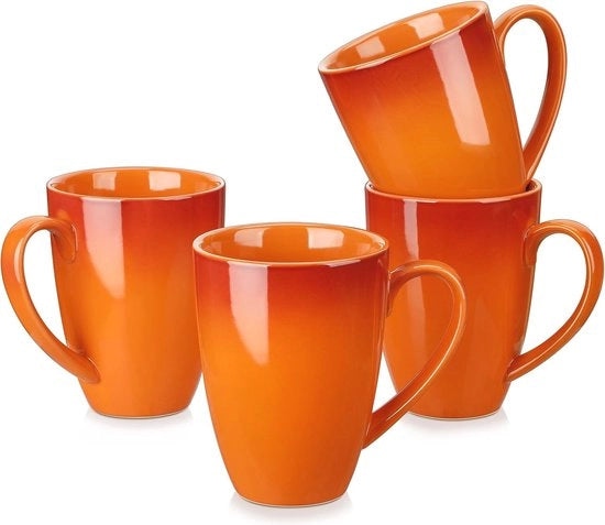 Set di 4 tazze in ceramica per caffè, tè, cioccolata e cappuccino - 550ml, resistente al microonde e lavastoviglie