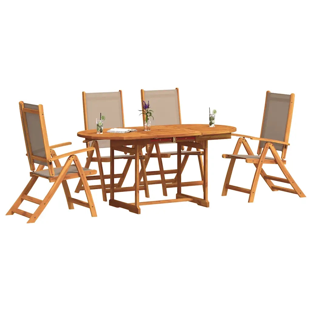 Set Pranzo da Giardino 5pz Legno Massello di Acacia e Textilene 3279322