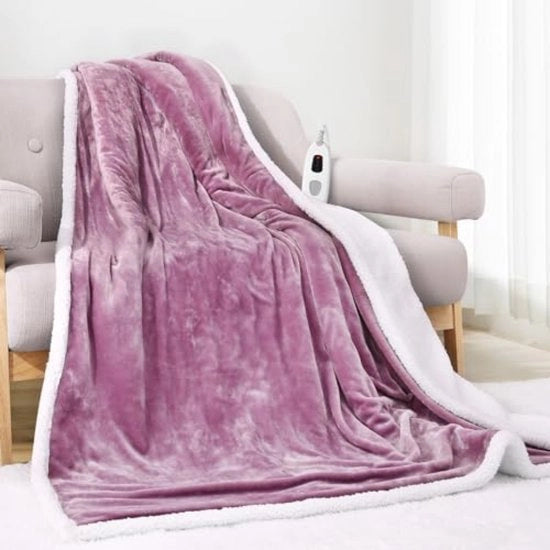 Bovendeken elettrico 1 persona - Bovendeken elettrico 1 persona - Decongelante deken elettrico - Decongelante deken in fleece - 130 x 180 cm - Viola
