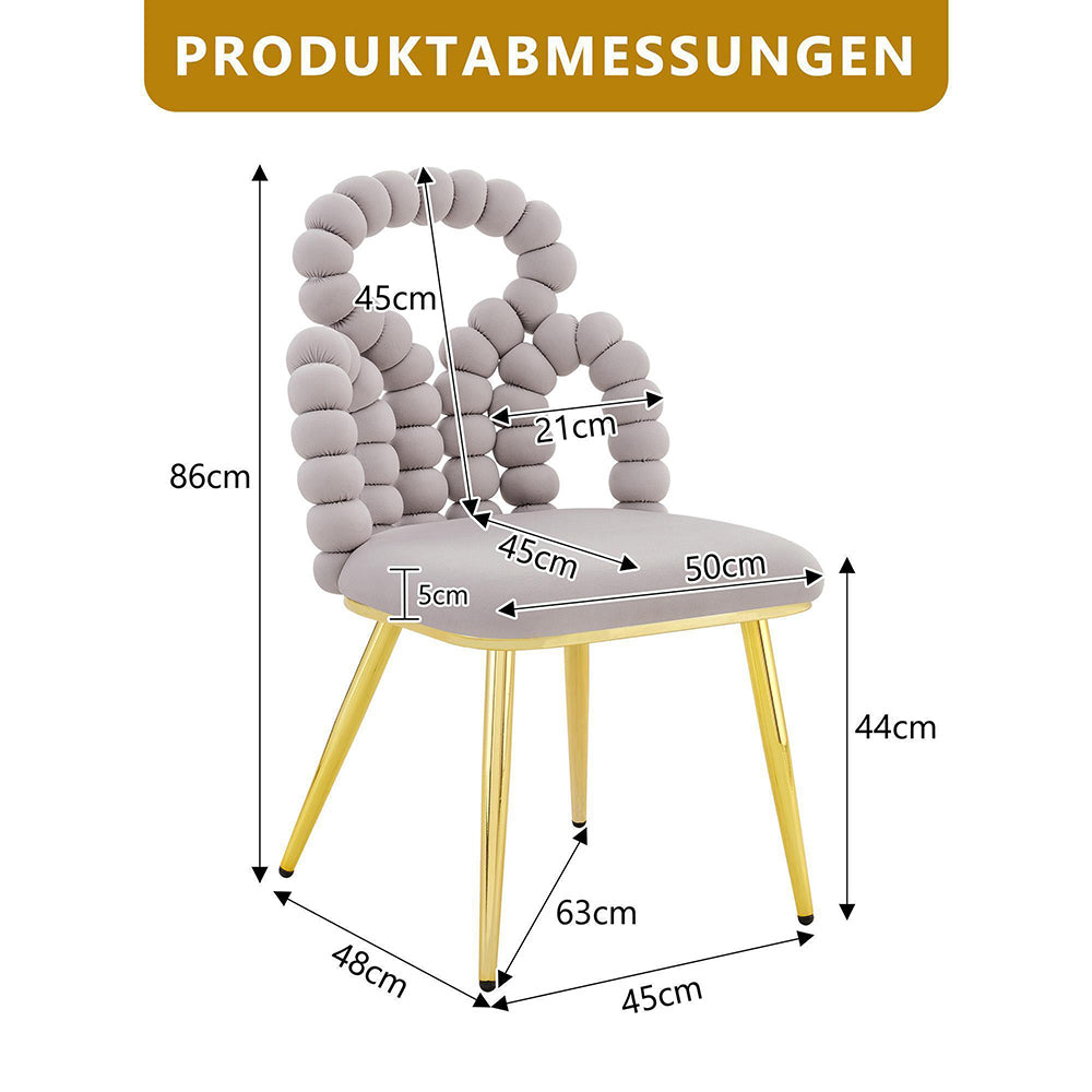 Set 2 sedie da pranzo - Xylo - velluto grigio gambe dorate