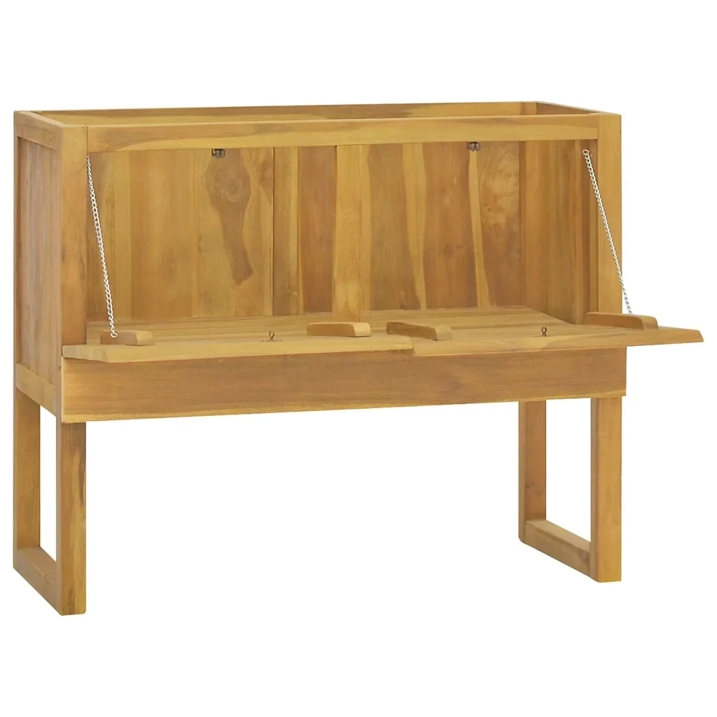 Elegante mobiletto da bagno di grande capacità 90 x 40 x 75,5 cm realizzato in legno di teak naturale 02_0046968
