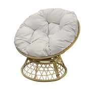 Poltrona da giardino in resina intrecciata beige con cuscino grigio chiaro - 96x85x80 cm - Eleganza e comfort