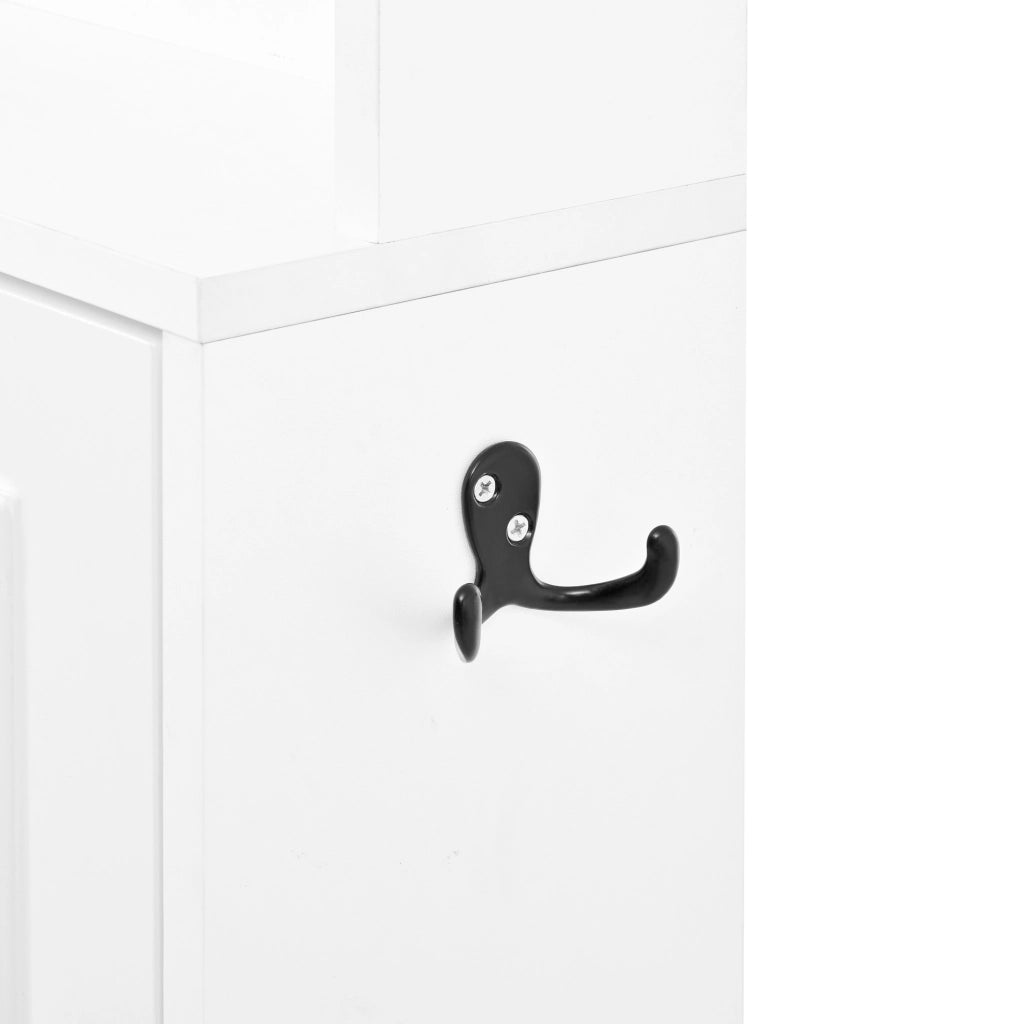 Guardaroba da ingresso 66x17x180 cm con appendiabiti e portascarpe in MDF e truciolare bianco