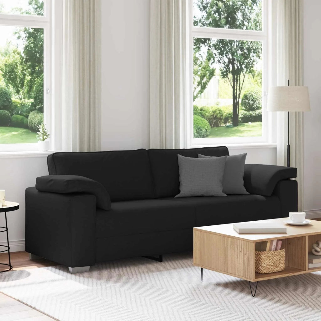 Divano 3-Persone Nero 220 cm Tessuto 4105239