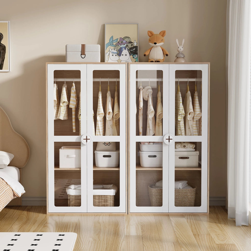 Armadio a due ante ¨C Minimal ¨C Bianco, MDF, con appendiabiti e ripiani regolabili, 80x50x150 cm