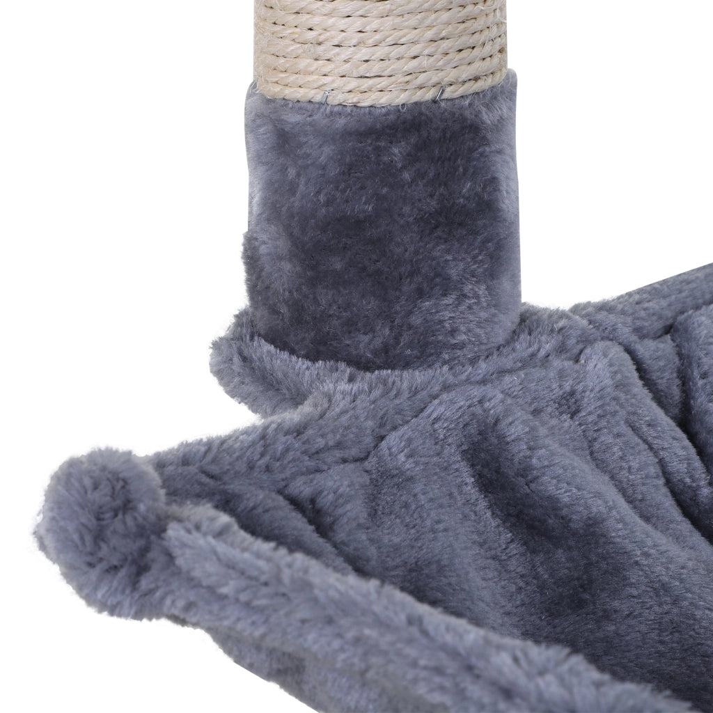 Albero Tiragraffi con Amaca e Pallina 50x36x70 cm in Legno e Peluche Grigio