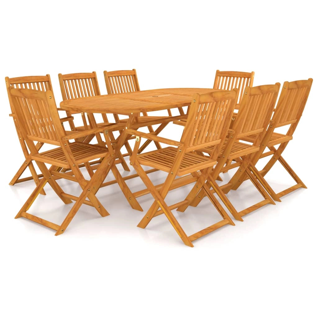 Set da pranzo da giardino pieghevole da 9 pezzi in legno massello di acacia 02_0014942