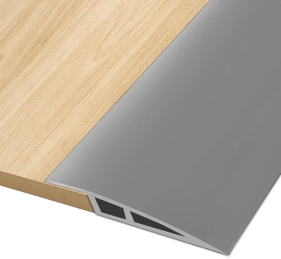 Striscia di transizione PVC, 1M * 7CM, profilo di transizione autofibroso, striscia di transizione per differenze di altezza, striscia di copertura per pavimenti in parquet e lamellati (grigio, per differenze di altezza da 10mm a 15mm)