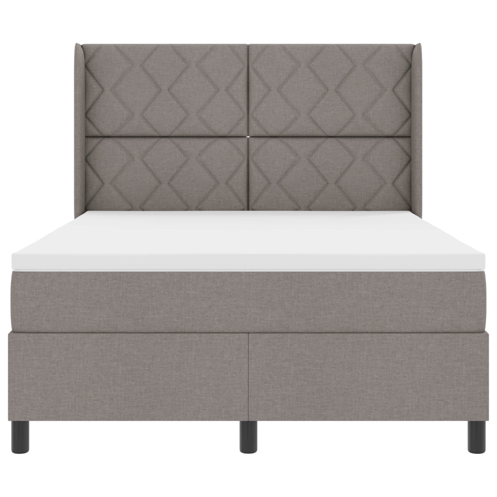 Letto a molla con materasso e LED Tortora 160x200 cm Tessuto