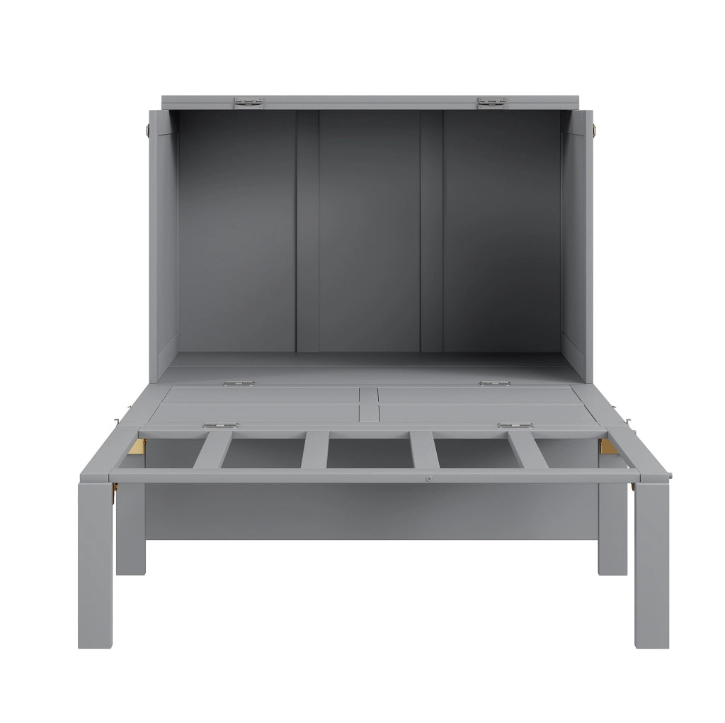 Letto a scomparsa verticale 90x200 cm grigio; struttura salvaspazio in legno
