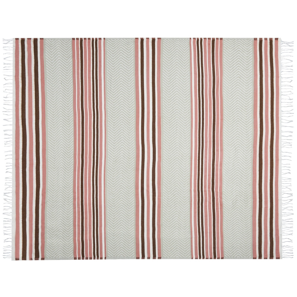 Beige Rosa Marrone Coperta Acrilica 130 x 170 cm Copriletto in Poliestere Motivo Geometrico Frange Soggiorno Camera da Letto