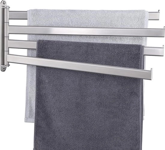 Pannello per Asciugamani da Bagno a 4 Braccia con Rotazione 180° in Acciaio Inox Liscio da 50 cm A2104S4L50-2