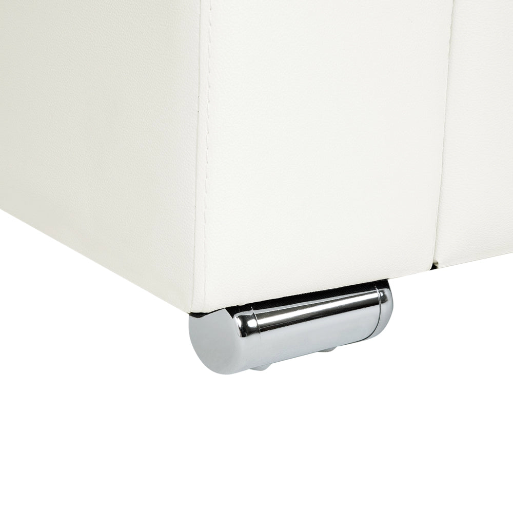 Poltrona Sedia Club Bianco Rivestimento In Pelle Crosta Gambe Cromate Design Retrò